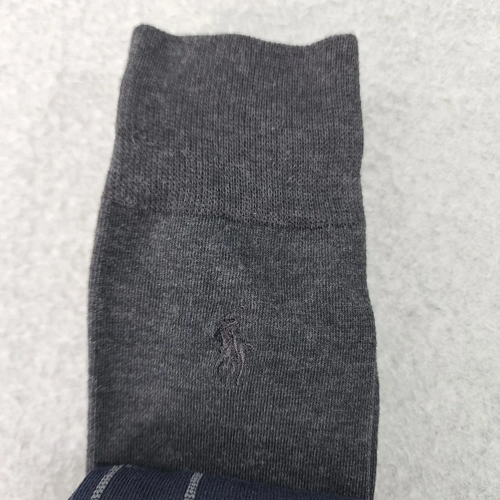 Polo Ralph Lauren Men Size 10-13 Logo Window Pane Solid Navy 3-Pairs Dress Socks